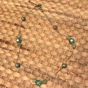 New:  gold toned aqua crystal necklace
